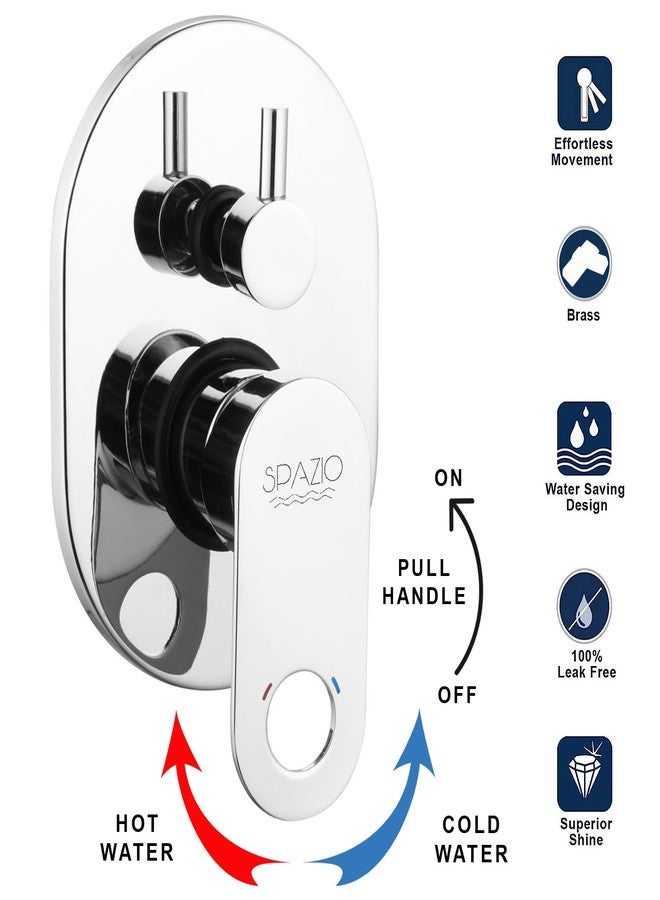 Spazio Prime Brass Single Lever 4 Way / 2 Inlet Concealed Body High Flow Diverter With Exposed Parts Kit Complete Set, Chrome Finish, For Bathroom/Bath & Shower System Diverter Faucet - Image 2